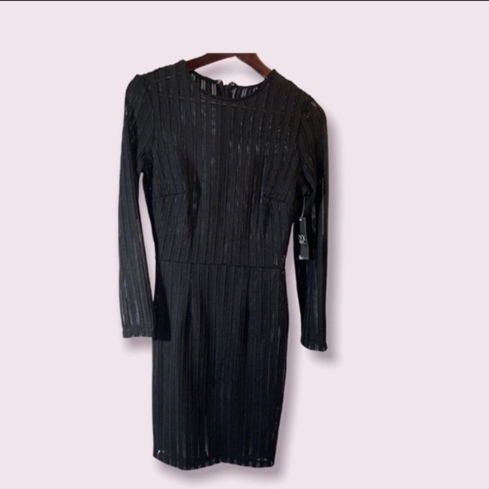 NY&CO Sheer Stripe Bodycon Midi dress Sz S NWT